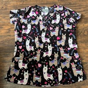 Black Llama Scrub Top